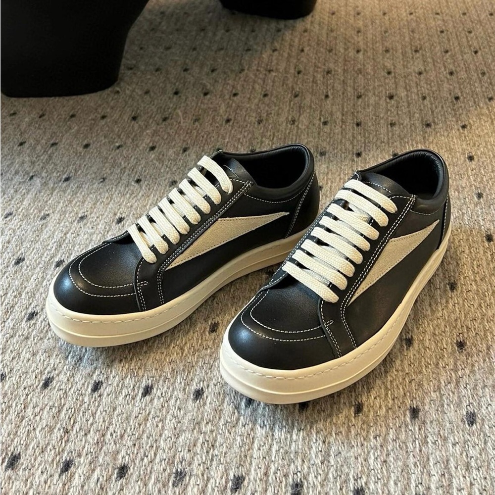 Rick Owens Black Leather Sneakers